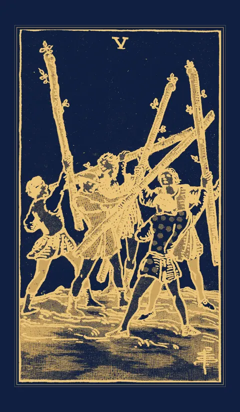 Five of Wands, Waite-Smith